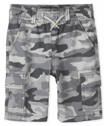 Childrens Place Light Grey Camo Cargo Shorts (Husky Fit)